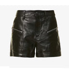 Damen Ledershorts Echtes Schaffell Reißverschluss
