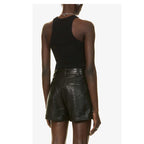 Damen Ledershorts Echtes Schaffell Reißverschluss