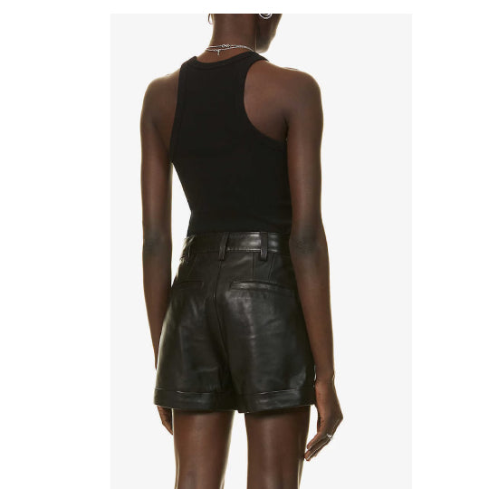 Damen Ledershorts Echtes Schaffell Reißverschluss
