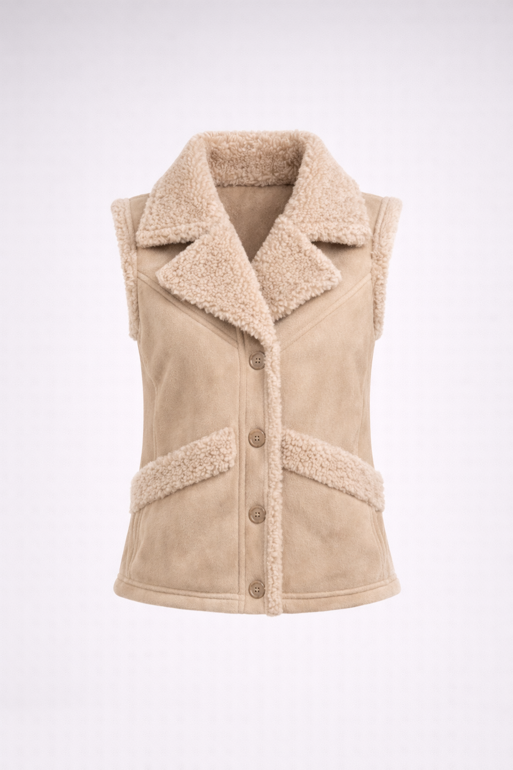 Women's Tan Shearling Vest