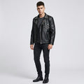 Men's Black Leather Moto Jacket