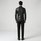 Men’s Slim Fit Black Sheepskin Leather Shirt Jacket – Premium Leather Overshirt