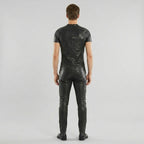 Men’s Premium Lambskin Leather T-Shirt – Luxury Slim Fit Leather Tee