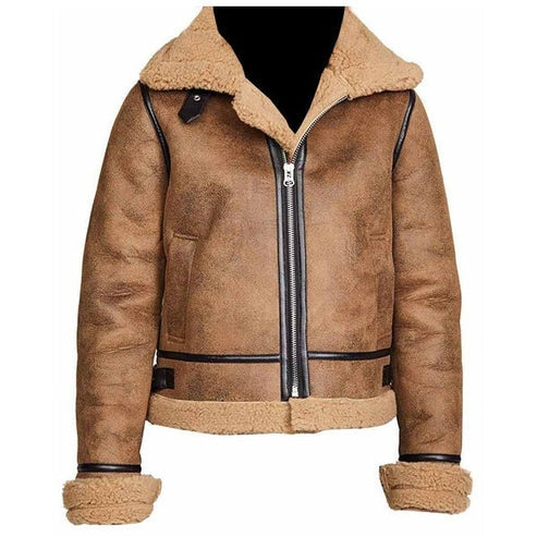 Men’s B3 Shearling Aviator Bomber Jacket – Brown Sheepskin Flight Coat