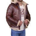 Men’s Brown Shearling Hoodie Jacket – Cozy Winter Wear