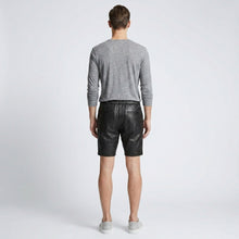 Load image into Gallery viewer, Men’s Matte Black Leather Shorts with Elastic Waistband
