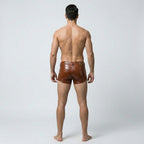 Men’s Brown Croc Embossed Leather Shorts – Premium Textured Luxury Shorts