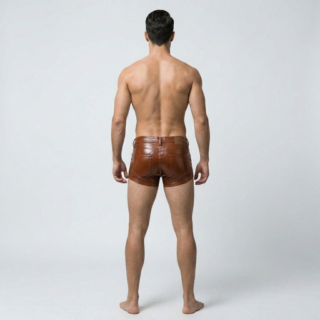 Men’s Brown Croc Embossed Leather Shorts – Premium Textured Luxury Shorts