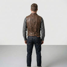 Load image into Gallery viewer, Men’s Motorcycle Leather Vest – Classic Biker Riding Vest

