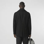 Men’s Black Fleece Peacoat – Classic Double Breasted Winter Coat