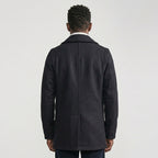 Men’s Dark Navy Fleece Peacoat – Classic Double Breasted Winter Coat