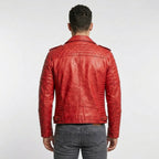 Men’s Red Lambskin Brando Biker Jacket – Slim Fit Moto Leather Coat