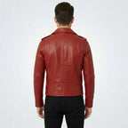 Men's Red Leather Biker Jacket - Bold, Stylish & Real Leather