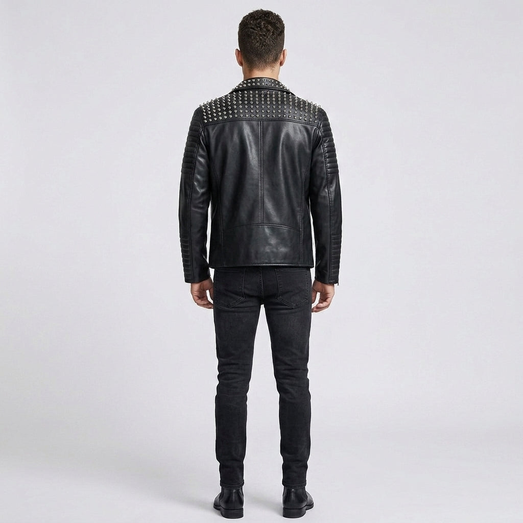 Men's Black Leather Moto Jacket