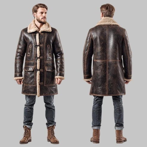 Heritage Dark Brown Shearling Long Coat
