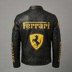 Herren-Leder-Rennjacke im Ferrari-Stil – Bikerjacke aus Echtleder