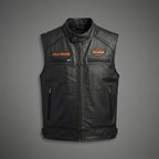 Herren Harley-Style Leder-Roadster-Weste – Premium Schwarzes Narbenleder