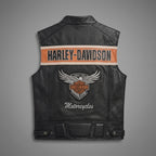 Herren Harley-Style Leder-Roadster-Weste – Premium Schwarzes Narbenleder