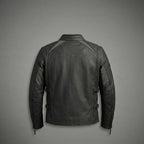 Herren-Bikerjacke aus mattem schwarzem Leder – verstellbare Schnalle im Moto-Stil