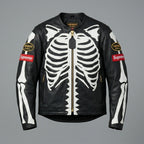 Herren Skelett Knochen Lederjacke – Echtes Leder Streetwear Biker Stil