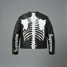 Load image into Gallery viewer, Men’s Skeleton Bone Leather Jacket – Real Leather Streetwear Biker Style
