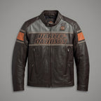 Heritage Racing Brown Leather Biker Jacket – Classic Harley Moto Style