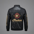 Herren Leder Racing Jacke im Indianer-Stil – Premium Schwarze Moto Bomberjacke
