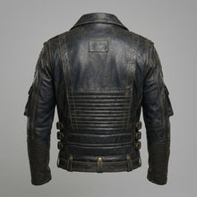 Load image into Gallery viewer, Men’s Indian-Style Leather Racing Jacket – Red &amp; Black Moto Bomber
