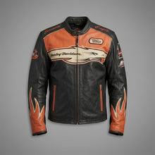 Laden Sie das Bild in den Galerie-Viewer, Harley Davidson Screamin Eagle Vintage Racing Lederjacke
