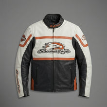 Laden Sie das Bild in den Galerie-Viewer, Herren Leder Racing Jacke – Limited Edition – Kontrastpanel im Motorrad-Stil
