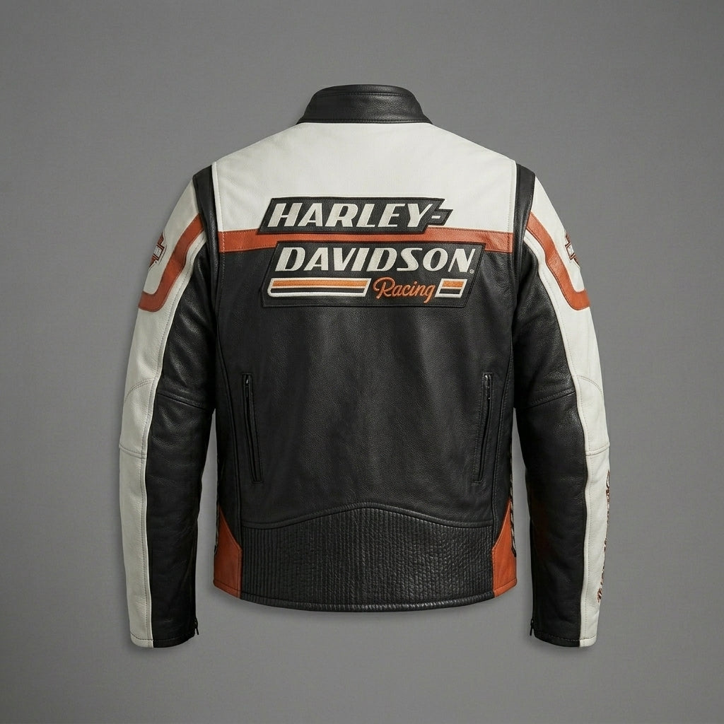 Herren Leder Racing Jacke – Limited Edition – Kontrastpanel im Motorrad-Stil