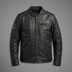 Men’s Vintage Harley-Style Leather Moto Jacket – Anniversary Graphic Edition