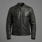 Herren Totenkopf Distressed Leder Bikerjacke – Harley-Style Moto