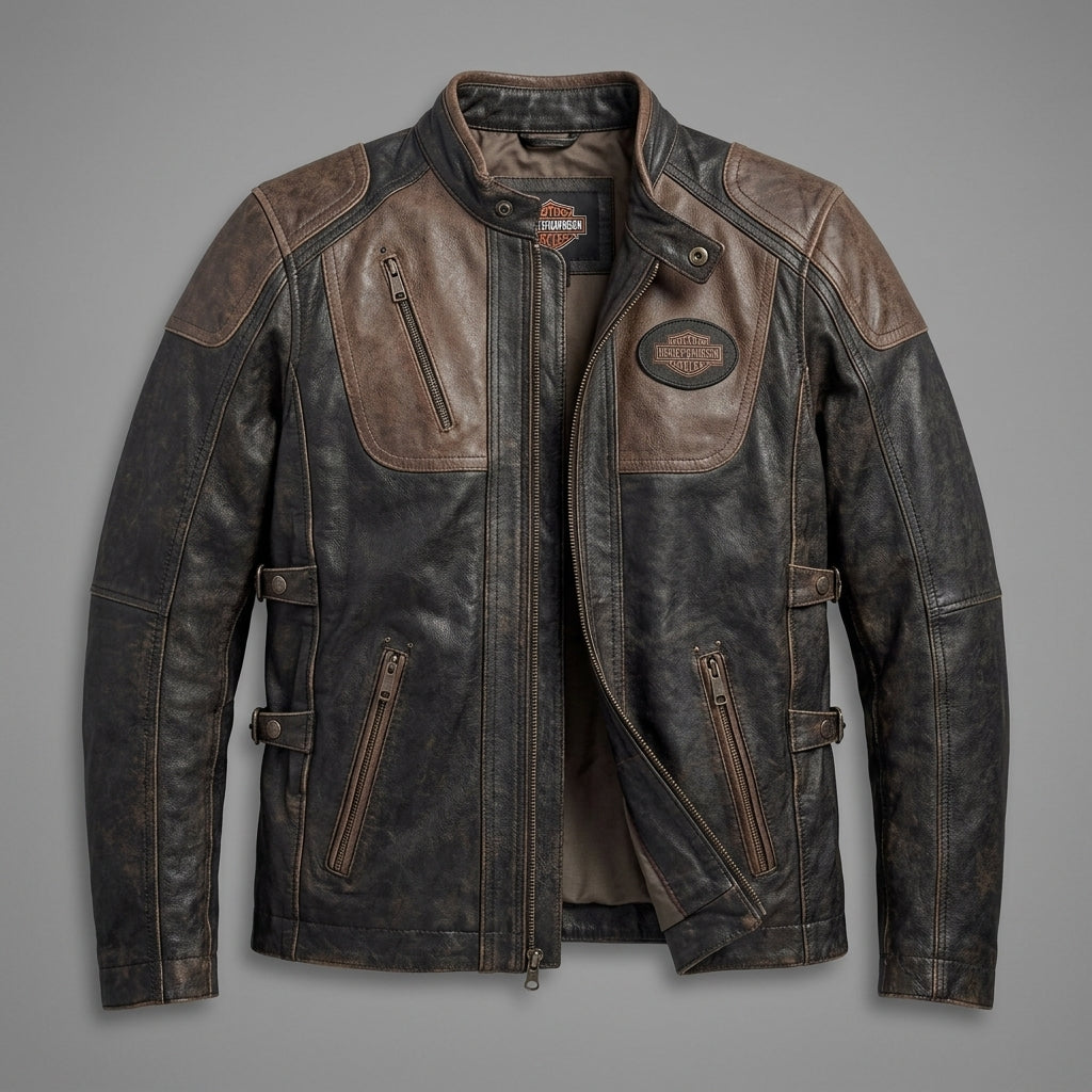 Herren Harley-Davidson Stil Adlerflügel Leder-Bikerjacke