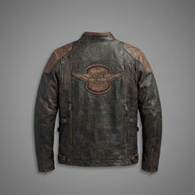 Laden Sie das Bild in den Galerie-Viewer, Herren Harley-Davidson Stil Adlerflügel Leder-Bikerjacke
