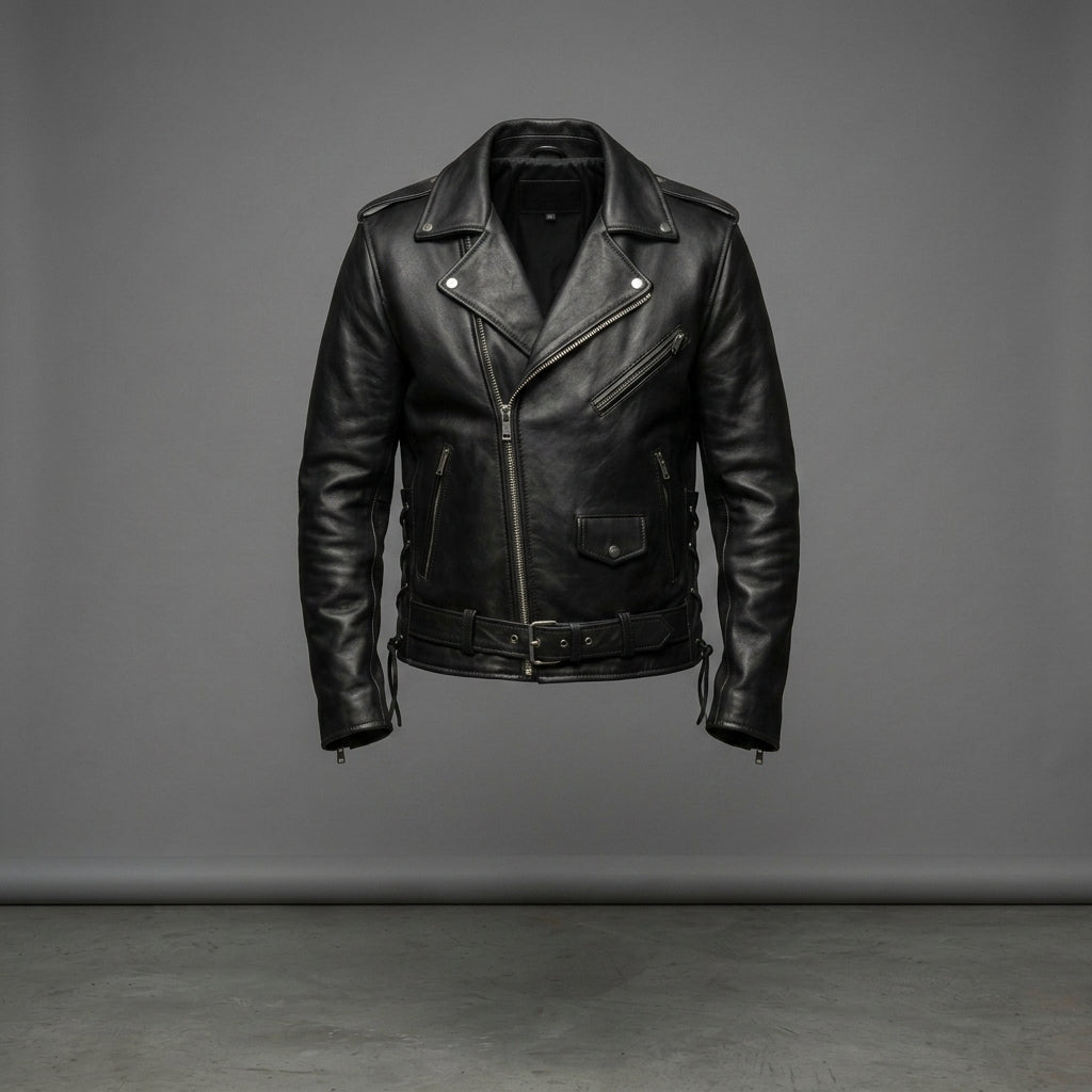 Herren Rock Fan Leder Motorradjacke – Geflügelter Bestickter Patch Biker Stil