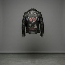 Load image into Gallery viewer, Men’s Rock Fan Leather Moto Jacket – Winged Embroidered Patch Biker Style
