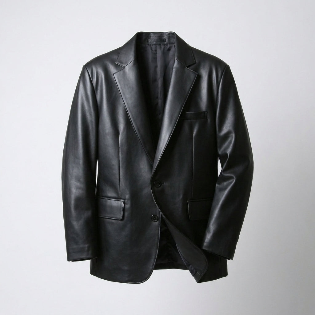 Men’s Premium Lambskin Leather Blazer – Classic Tailored Sport Coat