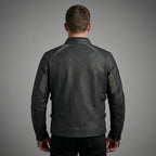 Herren-Bikerjacke aus mattem schwarzem Leder – verstellbare Schnalle im Moto-Stil