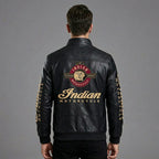 Herren Leder Racing Jacke im Indianer-Stil – Premium Schwarze Moto Bomberjacke