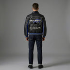 Herren Varsity-Jacke aus schwarzem und blauem Leder – Premium Urban Bomber Stil
