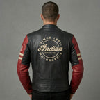 Herren Vintage Leder-Motorradjacke im Indian-Stil – Rot & Schwarz Moto Style
