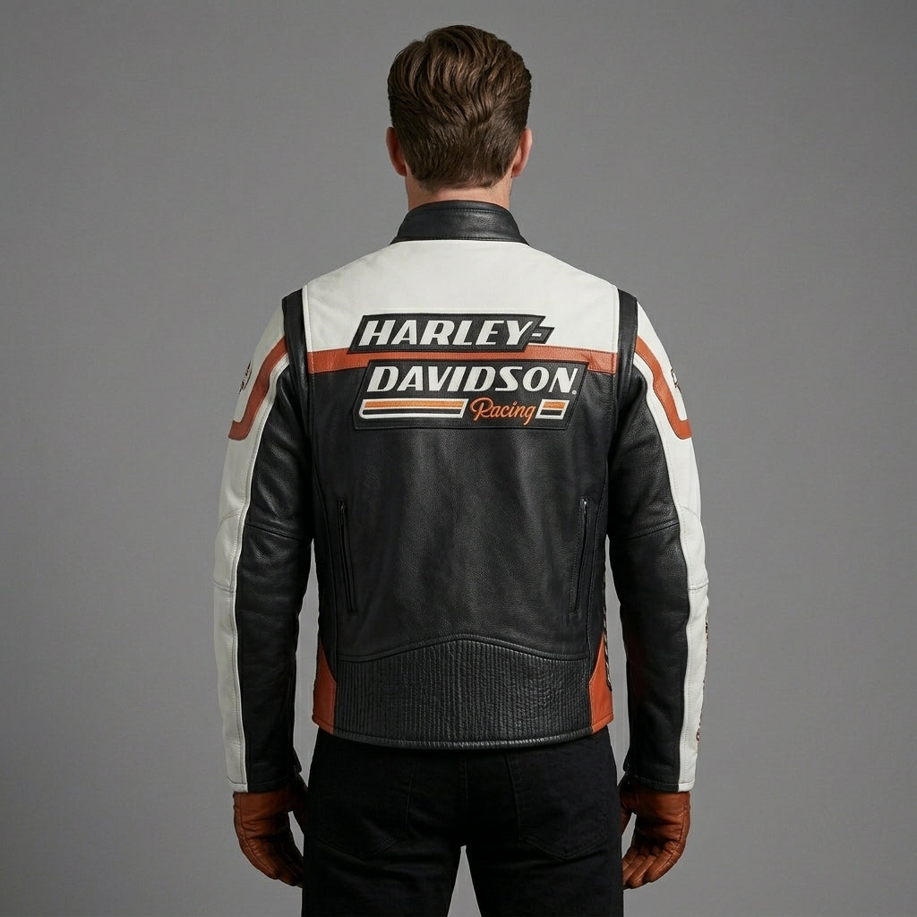 Herren Leder Racing Jacke – Limited Edition – Kontrastpanel im Motorrad-Stil