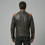 Herren-Lederjacke im Retro-Streifen-Design – Moto-Style in limitierter Auflage