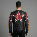 Professionelle Herren-Lederjacke für den Rennsport – Moto-Stil mit mehreren Aufnähern