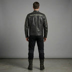 Men’s Harley-Style Distressed Leather Biker Jacket – Vintage Anthracite Moto