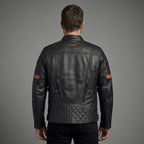 Herren Motorradjacke aus schwarzem Leder im Harley-Stil – Steppdetail an den Schultern
