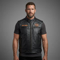 Herren Harley-Style Leder-Roadster-Weste – Premium Schwarzes Narbenleder