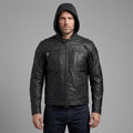 Herren Hybrid Leder Hoodie Jacke – Harley-Style Kapuzen-Motorradbomber