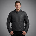 Herren-Bikerjacke aus mattem schwarzem Leder – verstellbare Schnalle im Moto-Stil
